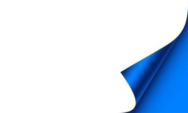 Realistic page curl effect blue color on a transparent background.
