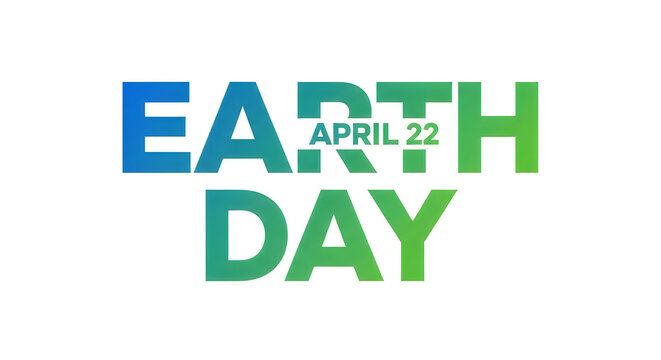 Earth day text with gradient colors and date with save the planet