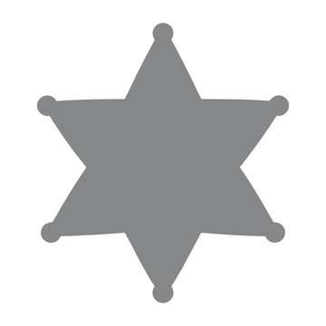 Grey vector star badge with six points and rounded tips