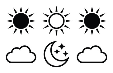 Fototapeta premium Simple of Sun, Moon, Stars, and Clouds for Weather and Time