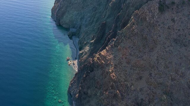 Aerial View of Kipos Beach and Rocky Coastline on Samothraki Island