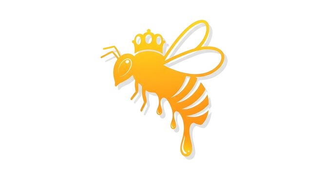 Creative Queen Bee Honey Drip Silhouette Mascot with Gradient Yellow Tones Vector Illustration Isolated