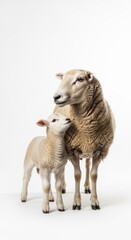 Obraz premium Farm Animals Ewe and Lamb Together in Studio Shot