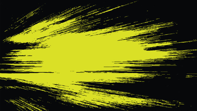 Yellow brush strokes on black background graphic design element for creative projects and digital art  abstract composition