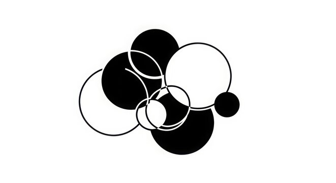 Abstract Black and White Circles Overlapping Composition