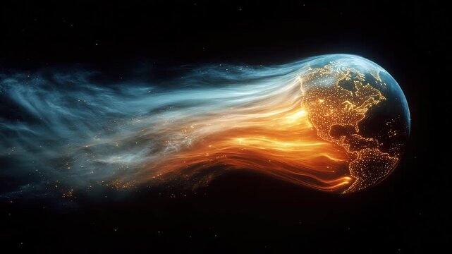 Planet Earth travels through space like a comet