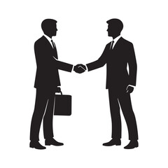 Fototapeta premium Business handshake silhouette, partnership agreement deal between professionals, corporate collaboration concept