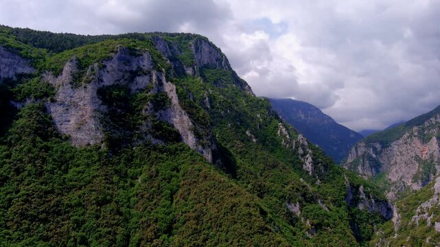 Aerial View of the Mountain Slopes and Valleys of Mount Olympus