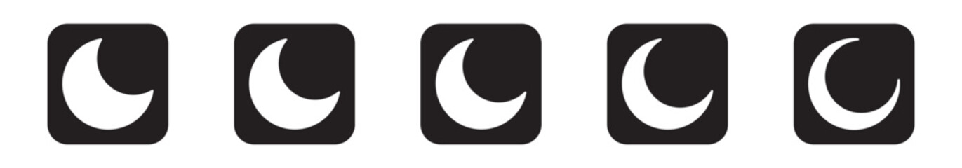 Moon icon set. White moon into black background with different phases. © Maksim