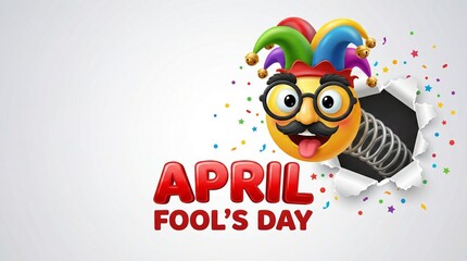 Naklejka premium April Fool's Day colorful cartoon face
