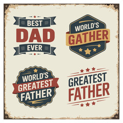 Obraz premium Four Father's Day badges with vintage distressed look