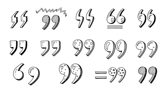 Collection of various quotation mark symbols and punctuation for writing and editing purposes
