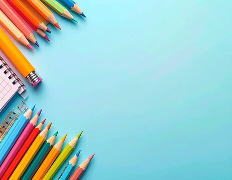 Schulmaterial auf modernem Farbverlauf