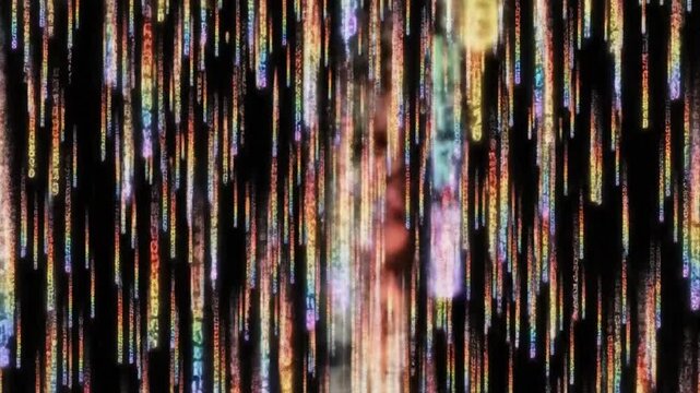 Abstract Digital Rain: Witness the digital realm come to life as a symphony of colorful streaks cascade downwards, creating an immersive display of vibrant pixels and radiant patterns.