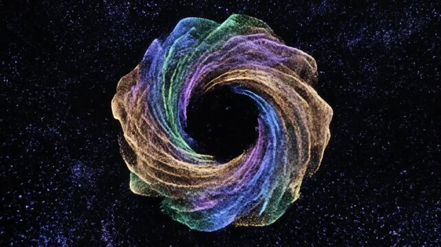 Colorful Swirl of Celestial Energy: An abstract visualization of vibrant energy in perpetual motion, evoking the mesmerizing dance of cosmic forces. 