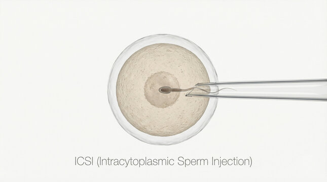 Detailed 3D Microscopic View of ICSI In Vitro Fertilization Process