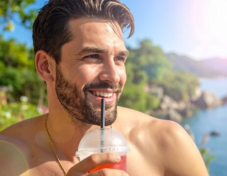 man drinking water