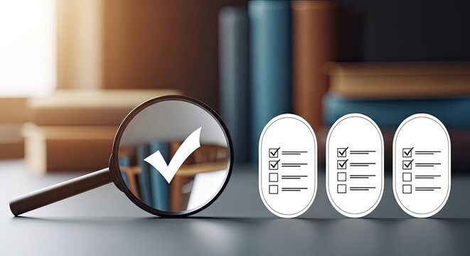 Legal research and investigation a magnifying glass over law books and documents