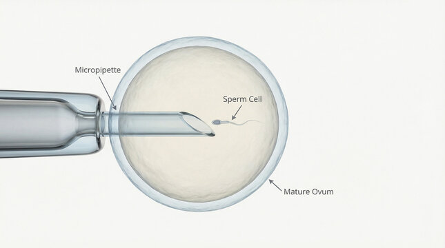IVF ICSI Intracytoplasmic Sperm Injection Medical Illustration