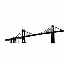 Fototapeta premium Suspension bridge silhouette graphic