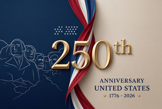 USA 250 Anniversary Mount Rushmore Patriotic Illustration