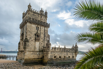 Obraz premium Belem Tower at the bank of Tagus River in Lisbon, Portugal.
