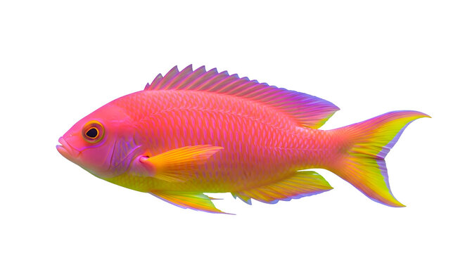 Vibrant pink fish isolated on transparent background