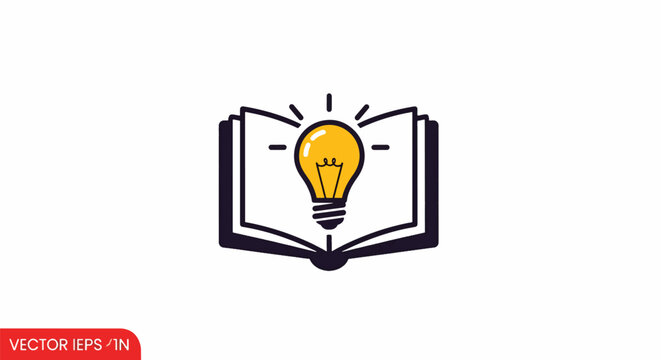 Visualize learning's spark with this open book icon illuminating the path to knowledge and wisdom, representing education, ideas, and enlightenment in a symbolic design for creative projects