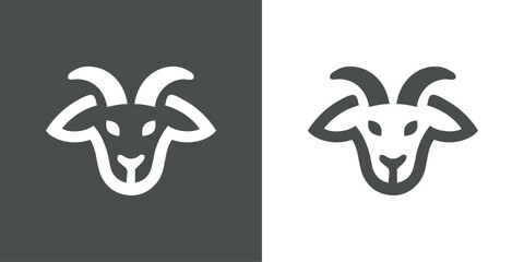 Logotipo con dibujo sencillo con líneas de la cabeza de una cabra vista de frente  © teracreonte