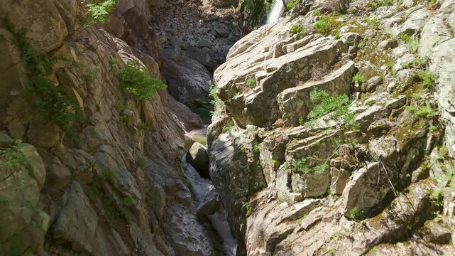 Aerial View of Fonias Waterfalls and Vathres on Mount Saos Samothraki