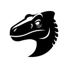Logotipo con dibujo sencillo con la silueta de la cabeza de un dinosaurio tipo velociraptor	 © teracreonte