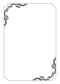 Ornate Baroque Border Frame in Vintage Victorian Style, Elegant Black and White Filigree Floral Ornament for Wedding Invitation, Luxury Decorative Antique Swirl Frame Isolated on White
