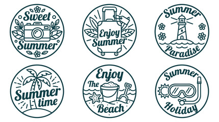 Naklejka premium Summer holiday icons and badges for travel and leisure.