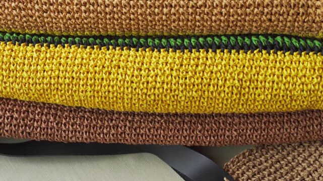 Handmade raffia bag. Eco-friendly material for knitting summer accessories.