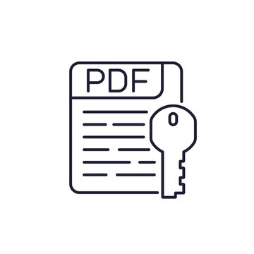 PDF file line icon with a key