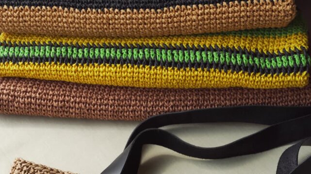 Handmade raffia bag. Eco-friendly material for knitting summer accessories.