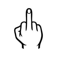 Dibujo sencillo con líneas de una mano que muestra un gesto con el dedo medio levantado, simbolizando desafío o protesta de forma enérgica © teracreonte