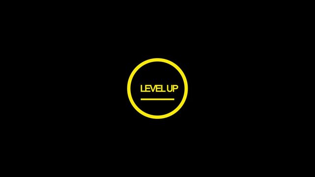 Level Up Now Text Animation On Black Background 4k video