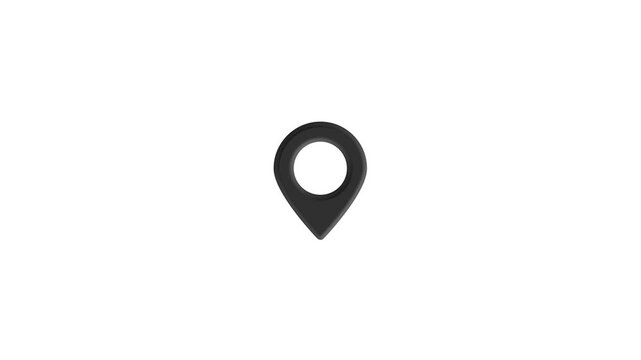 Black 3D Map Pin Icon on White Background location marker navigation