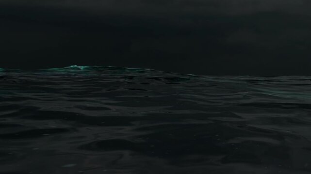 Beacon on buoy in stromy ocean motion effect.
