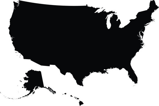 Usa black border map vector