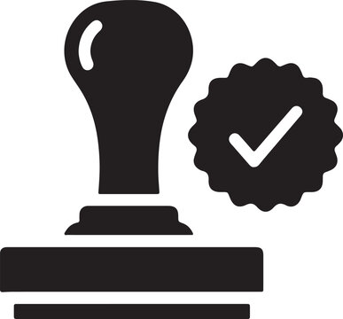 Approved rubber stamp icon with checkmark