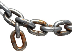 Fototapeta premium Close-up of metallic chain links with varied levels of rust