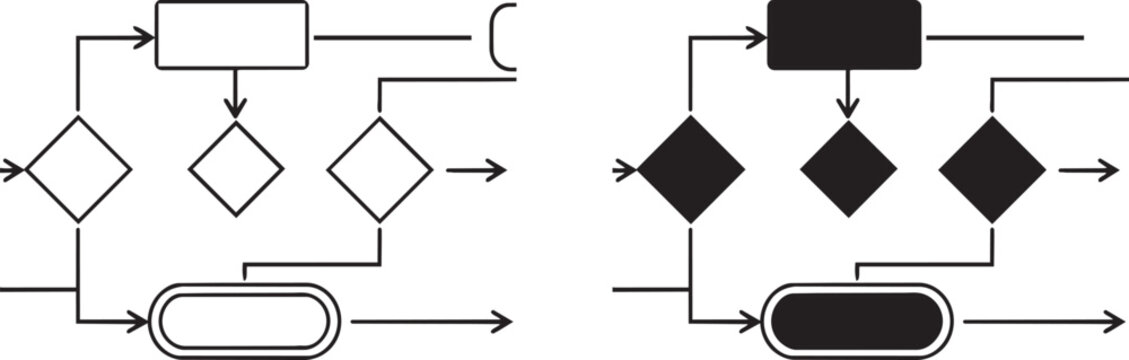business flowchart diagram icons with diamond and rectangle shapes for process mapping and workflow management