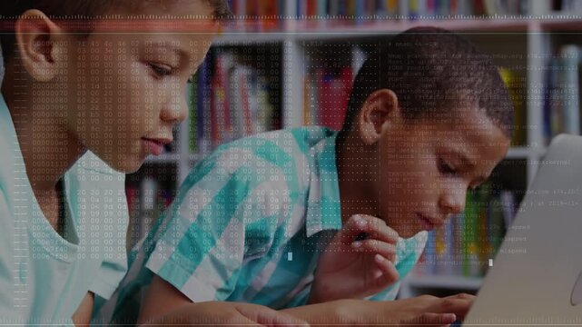 Animation of digital data processing over business people in france