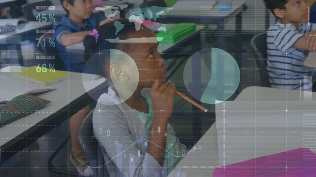 Animation of data processing over diverse schoolchildren learning