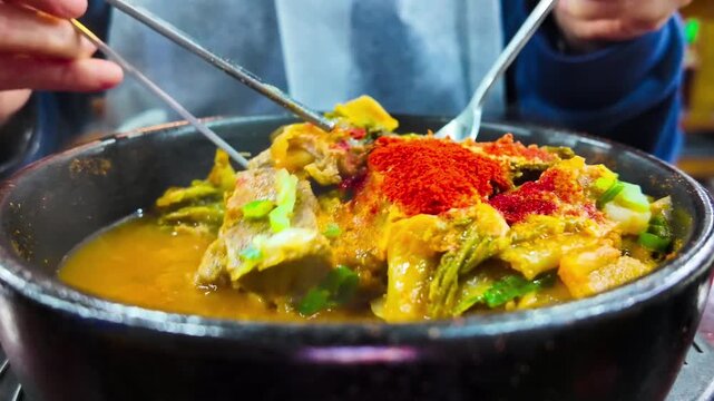 Pork on the Bone Soup , korean food, haejangguk, gamjatang