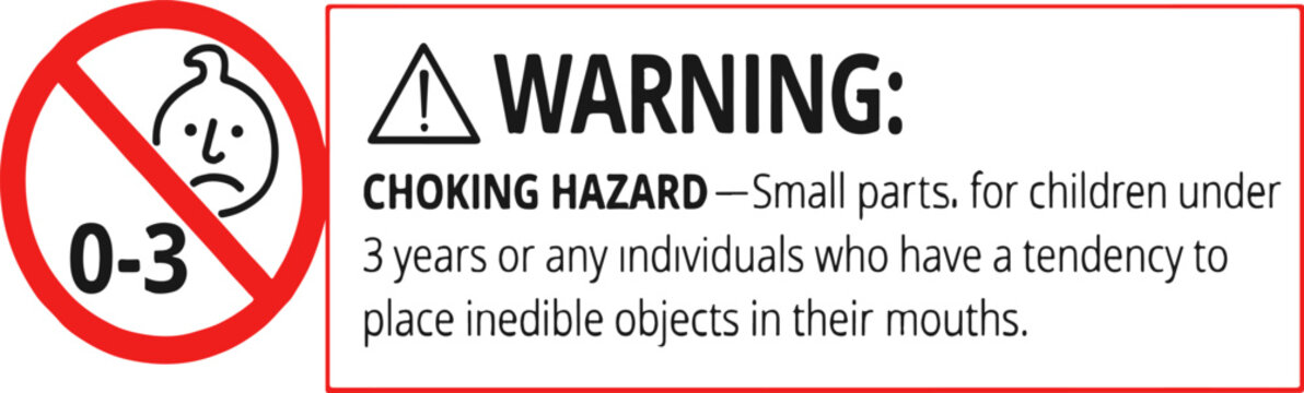 Warning choking hazard small parts not for children under 3 years sign