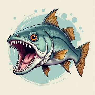 Ai pesce aggressivo e feroce illustrazione a colori 04