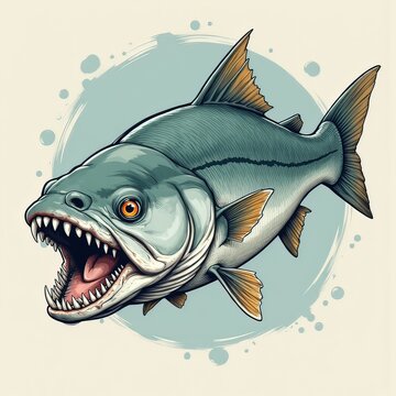 Ai pesce aggressivo e feroce illustrazione a colori 01